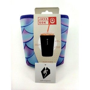 Java Sok Medium Mermaid Pattern Print Cold Sleeve Beverage Cups 22-28 Oz.